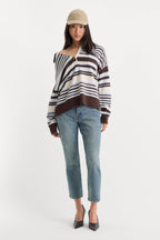 THE OVERSIZED RUGBY SWEATER MOCHA STRIPE