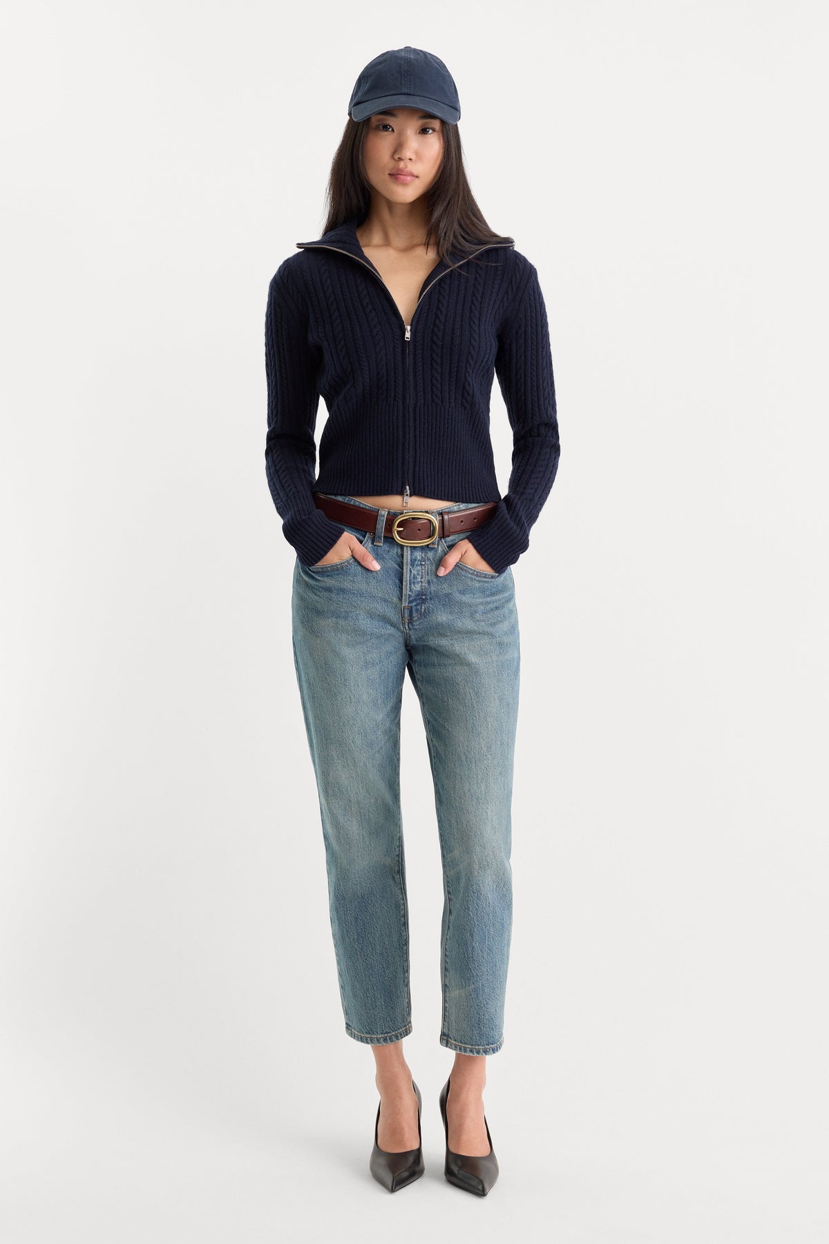 THE CABLE ZIP UP NEW NAVY002