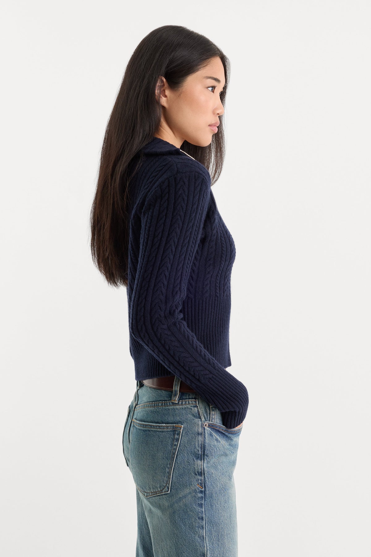 THE CABLE ZIP UP NEW NAVY002