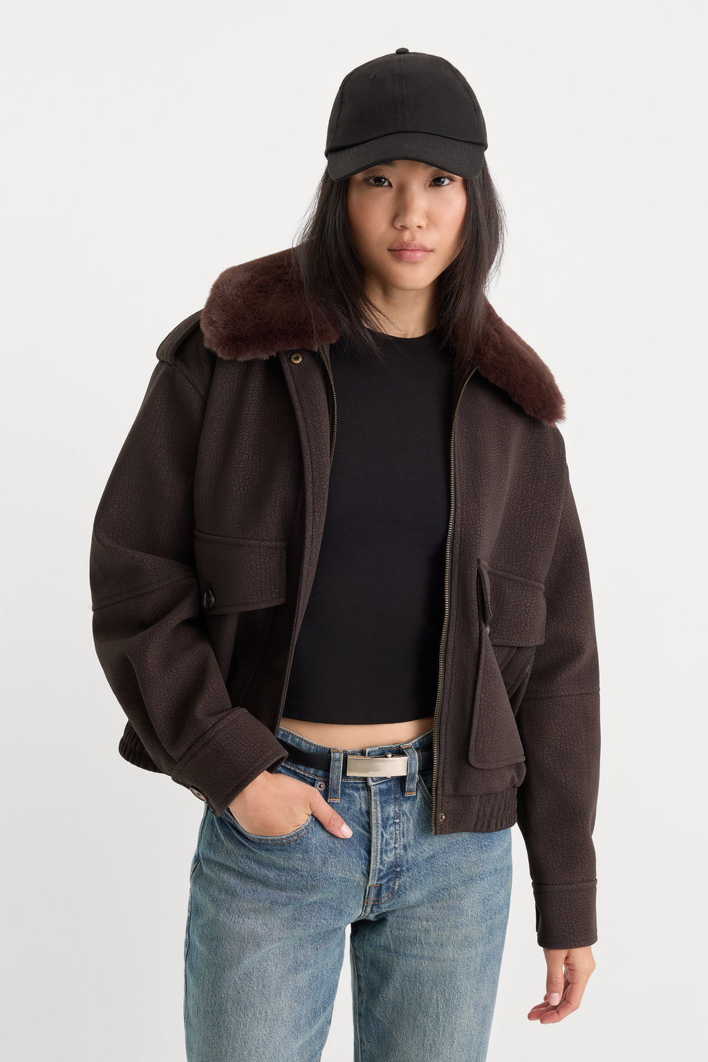 THE BETTER THAN LEATHER BOMBER JACKET ESPRESSO