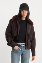 THE BETTER THAN LEATHER BOMBER JACKET ESPRESSO