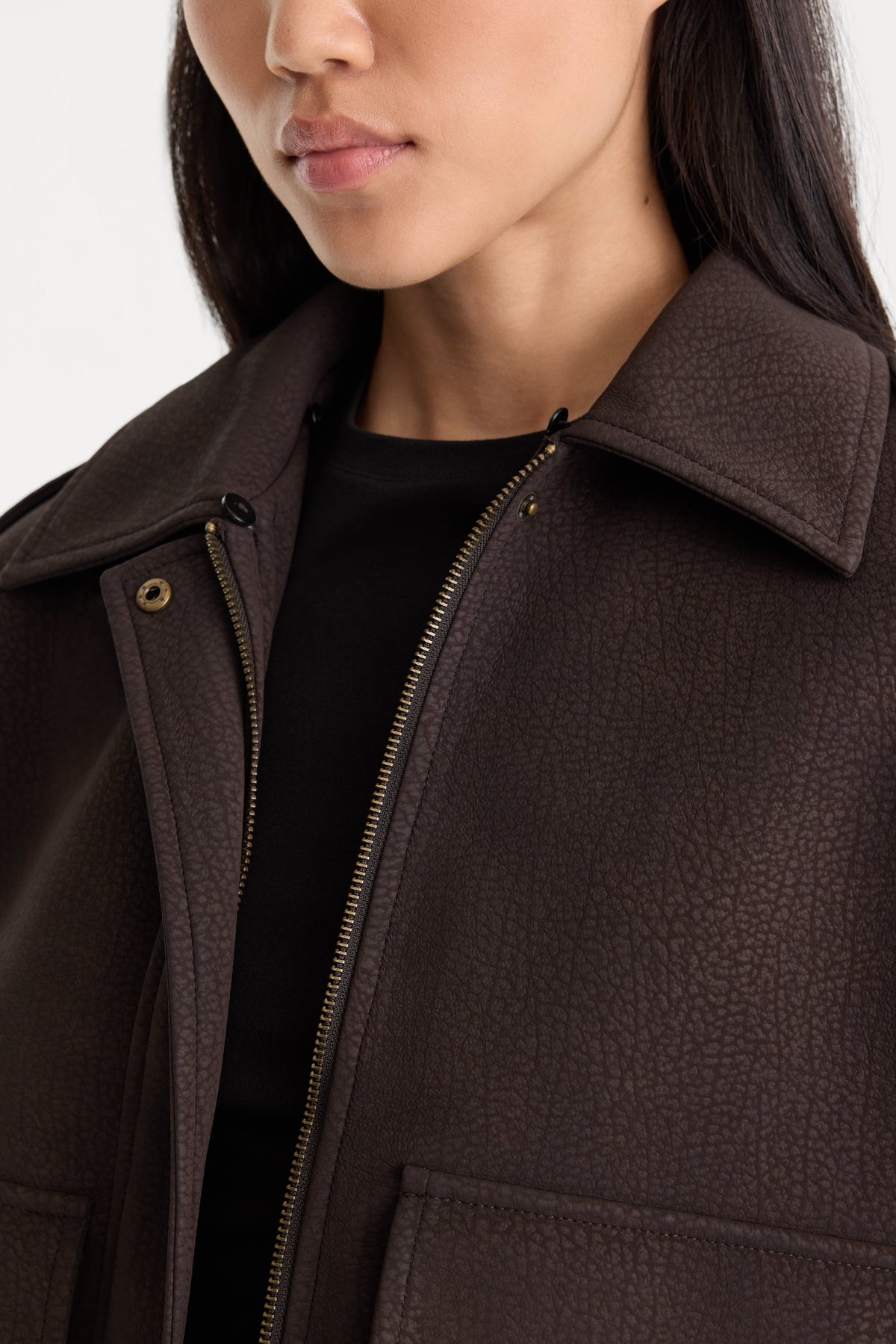 THE BETTER THAN LEATHER BOMBER JACKET ESPRESSO