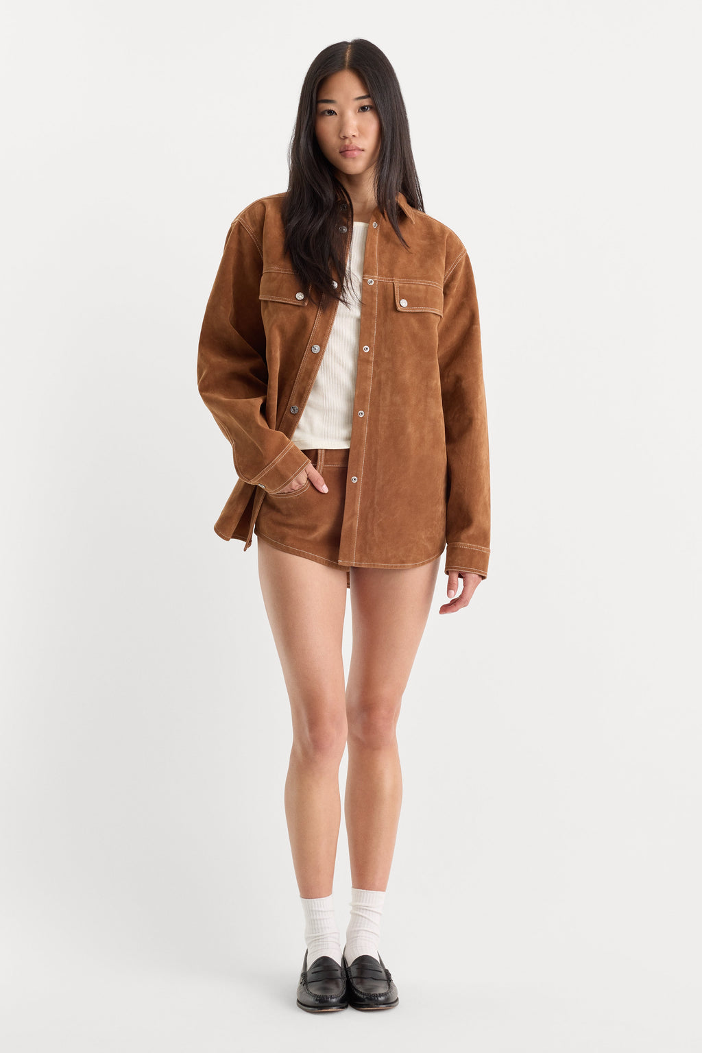 THE BETTER THAN SUEDE OVERSHIRT CAFE CLAY