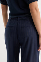 THE LOW RISE STRAIGHT LEG TROUSER NAVY PINSTRIPE