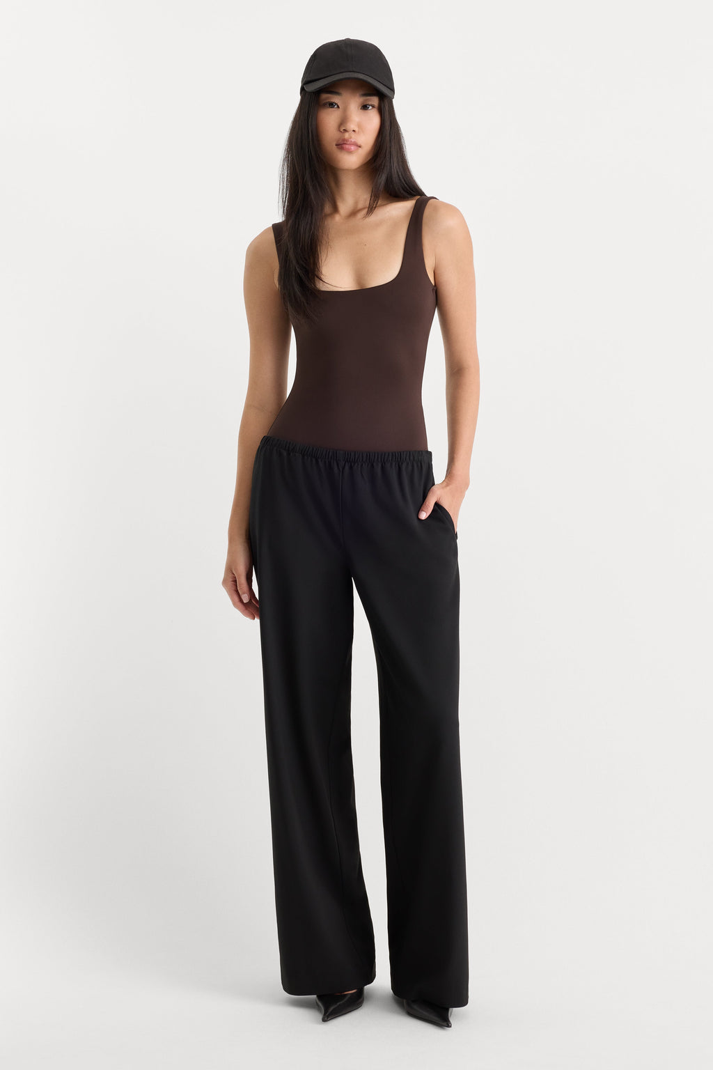 THE SCULPTING MODERN TANK BODYSUIT ESPRESSO