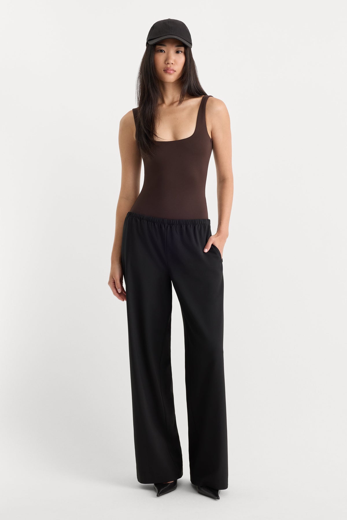 THE SCULPTING MODERN TANK BODYSUIT ESPRESSO