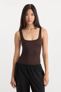 THE SCULPTING MODERN TANK BODYSUIT ESPRESSO