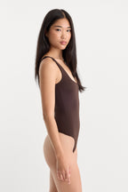 THE SCULPTING MODERN TANK BODYSUIT ESPRESSO