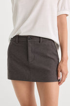 THE TROUSER MINI SKIRT CHARCOAL MINI HOUNDSTOOTH