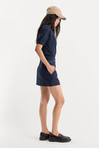 THE TROUSER MINI SKIRT NAVY PINSTRIPE