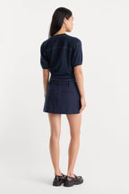 THE TROUSER MINI SKIRT NAVY PINSTRIPE