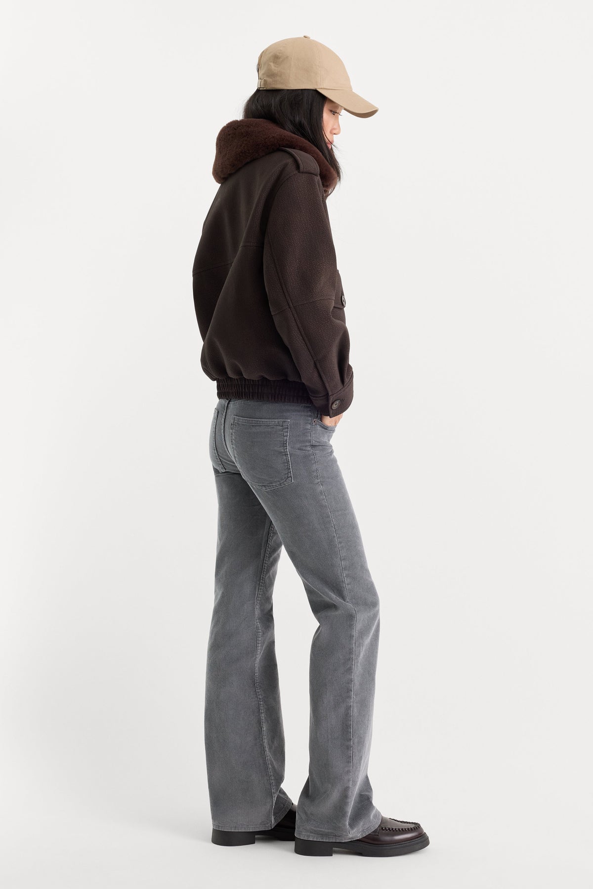 VINTAGE LOW RISE BOOTCUT CORDUROY PANT WASHED SLATE