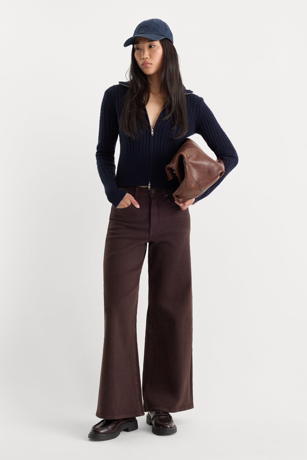 GOOD WAIST PALAZZO ANKLE JEANS ESPRESSO