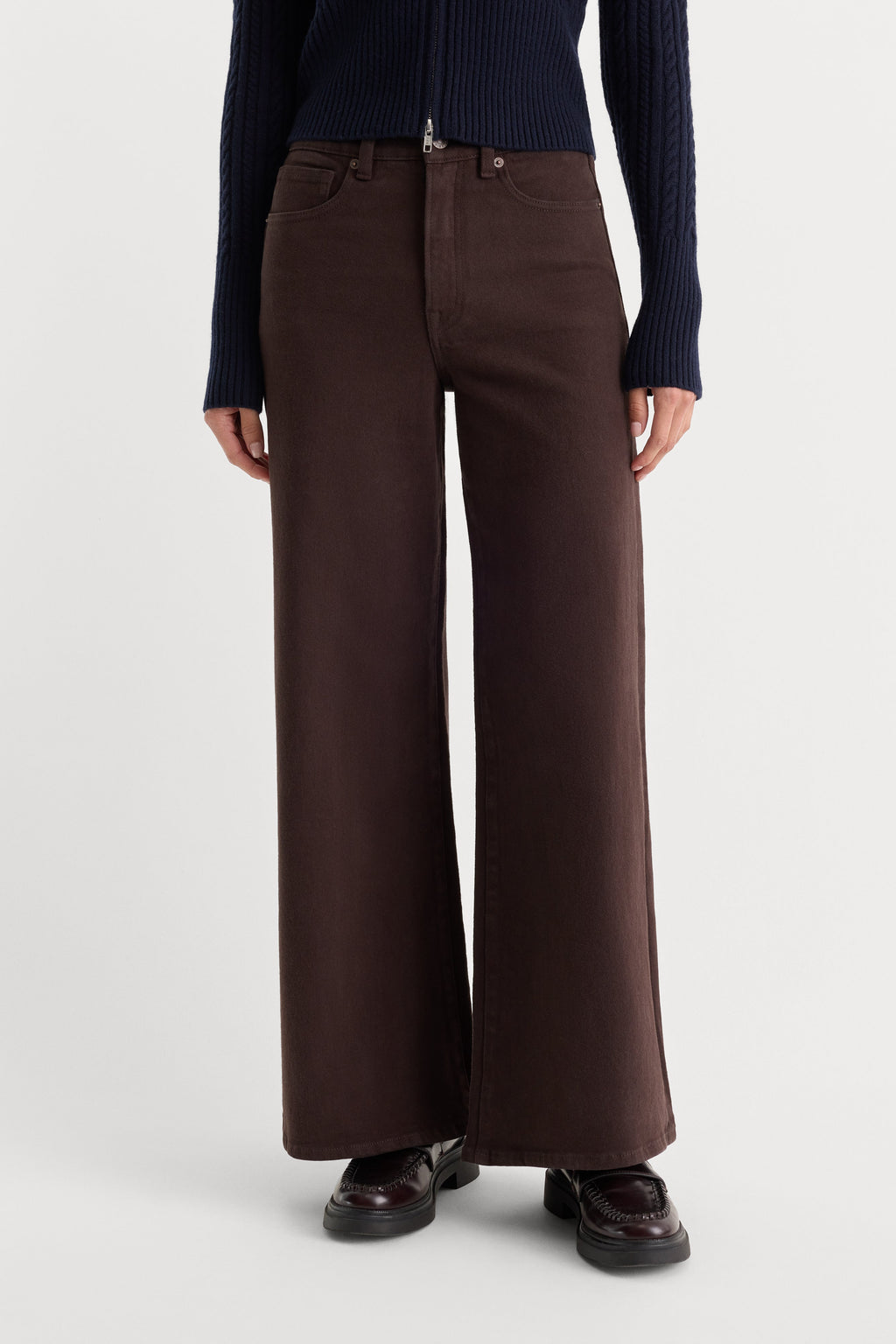 GOOD WAIST PALAZZO ANKLE JEANS ESPRESSO