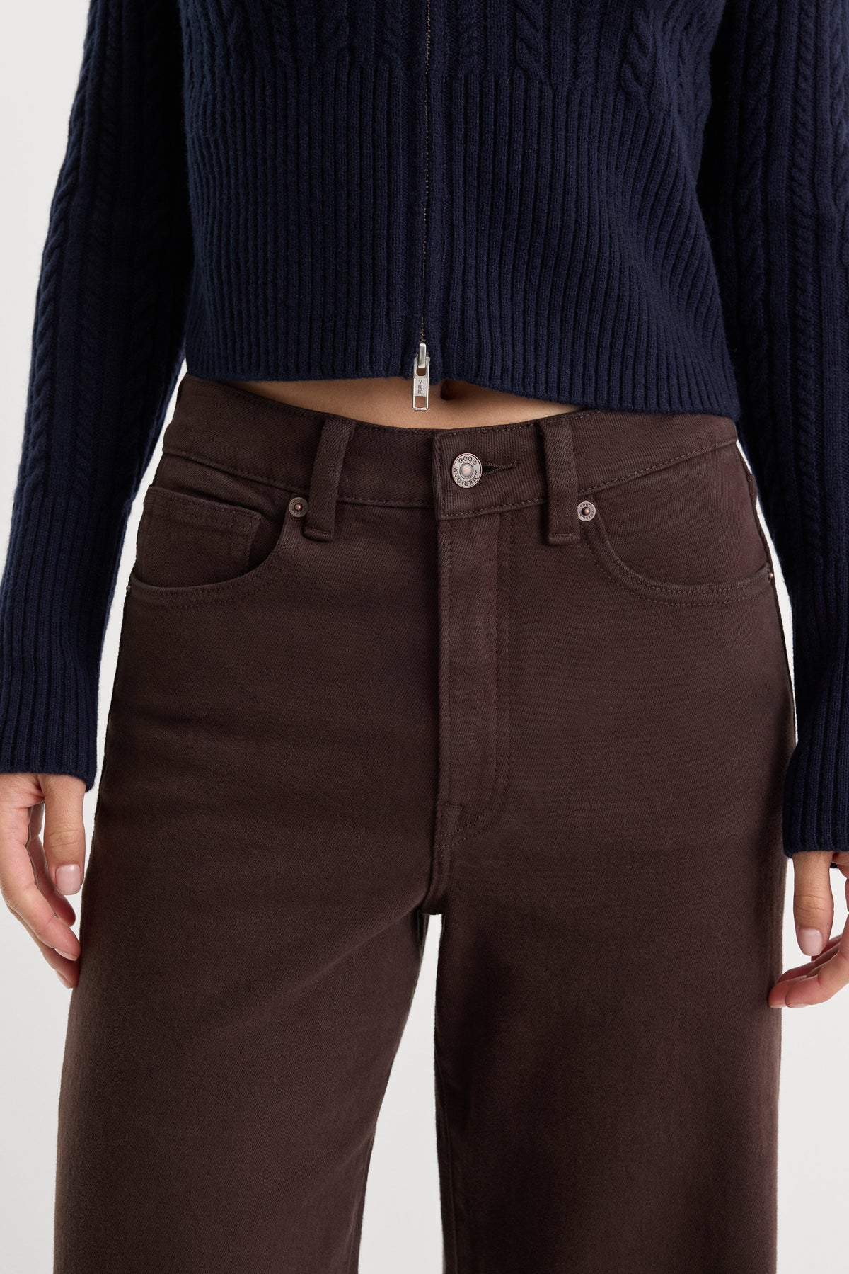 GOOD WAIST PALAZZO ANKLE JEANS ESPRESSO