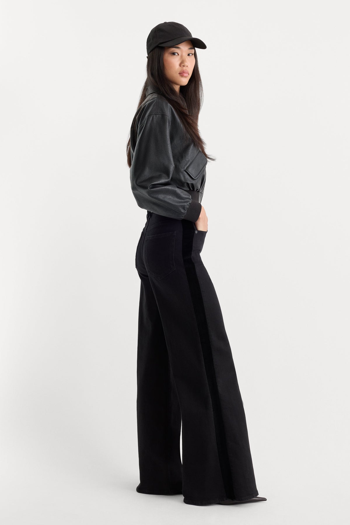GOOD WAIST PALAZZO JEANS BLACK001