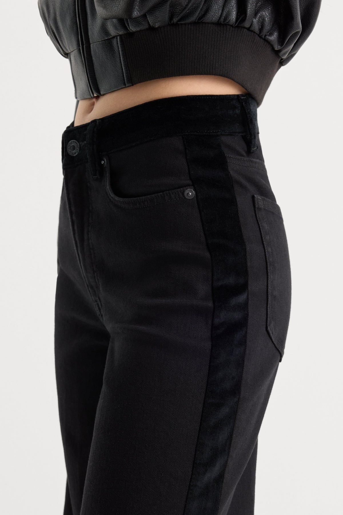 GOOD WAIST PALAZZO JEANS BLACK001
