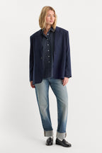 THE OVERSIZED BLAZER NAVY PINSTRIPE