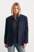 THE OVERSIZED BLAZER NAVY PINSTRIPE