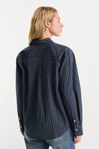 THE POPLIN EASY SHIRT NAVY STRIPE