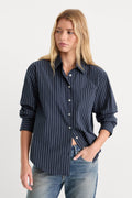 THE POPLIN EASY SHIRT NAVY STRIPE