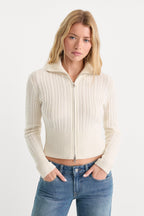 THE CABLE ZIP UP CHALK