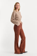 SUEDE GOOD LEGS FLARE PANT CAFE CLAY