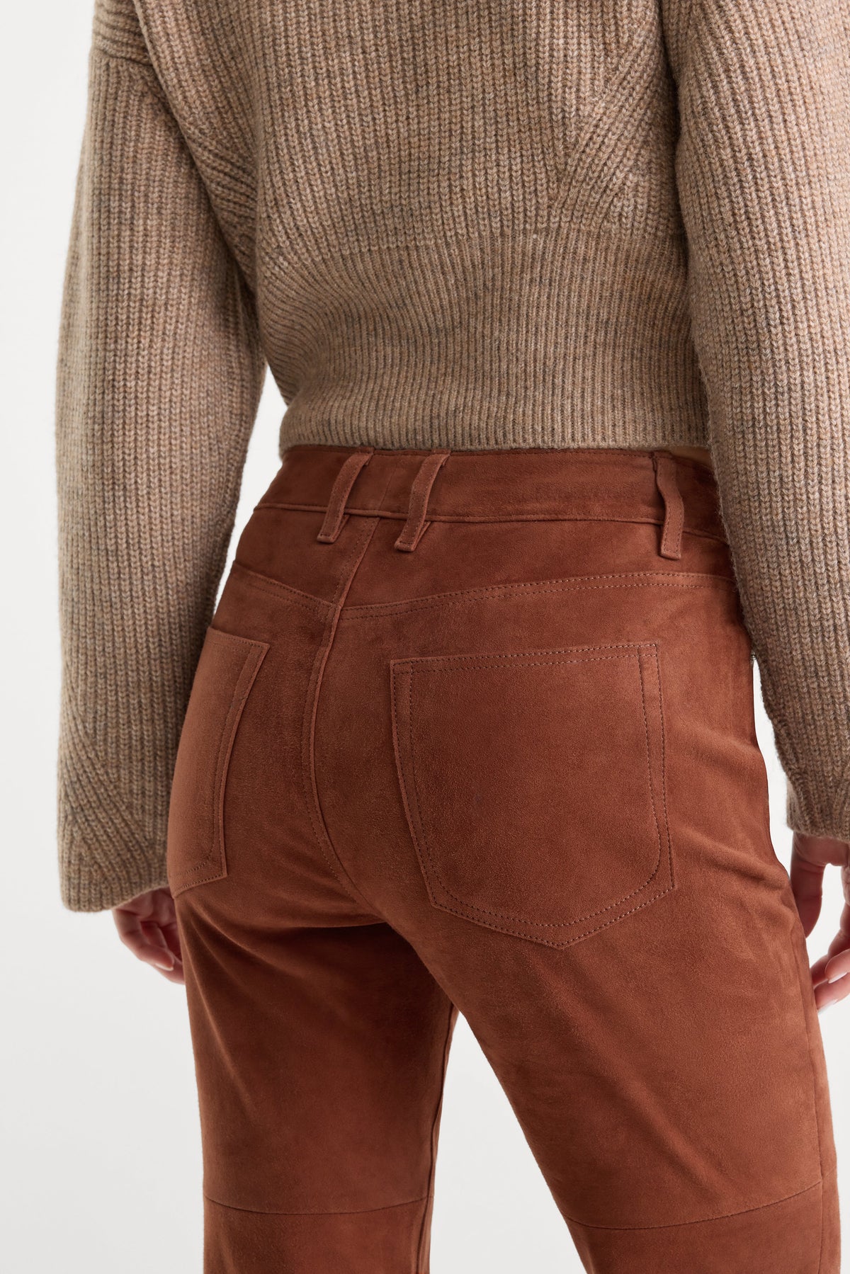SUEDE GOOD LEGS FLARE PANT CAFE CLAY