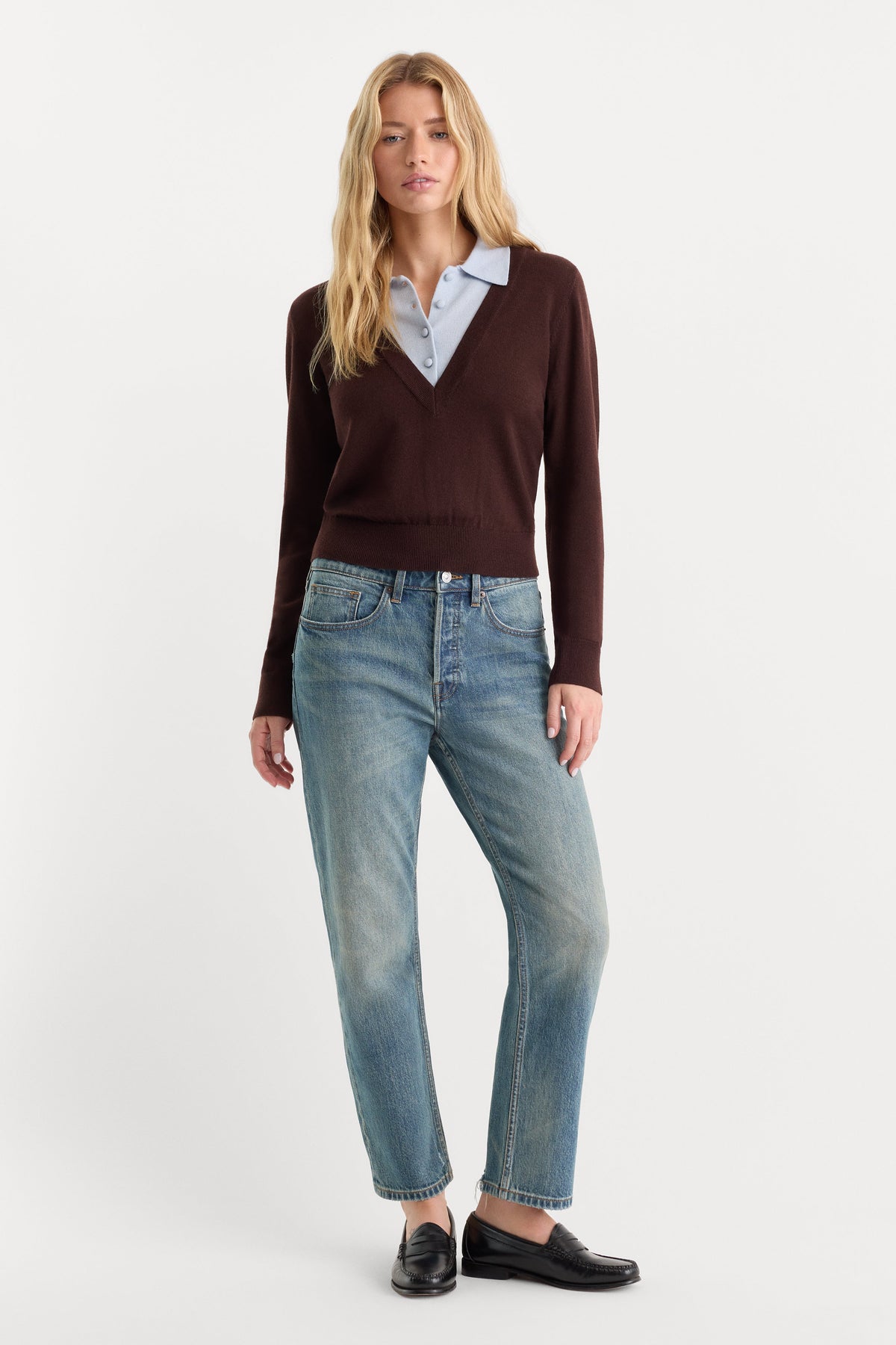 THE TWO IN ONE SWEATER MOCHA WITH SKY
