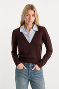 THE TWO IN ONE SWEATER MOCHA WITH SKY