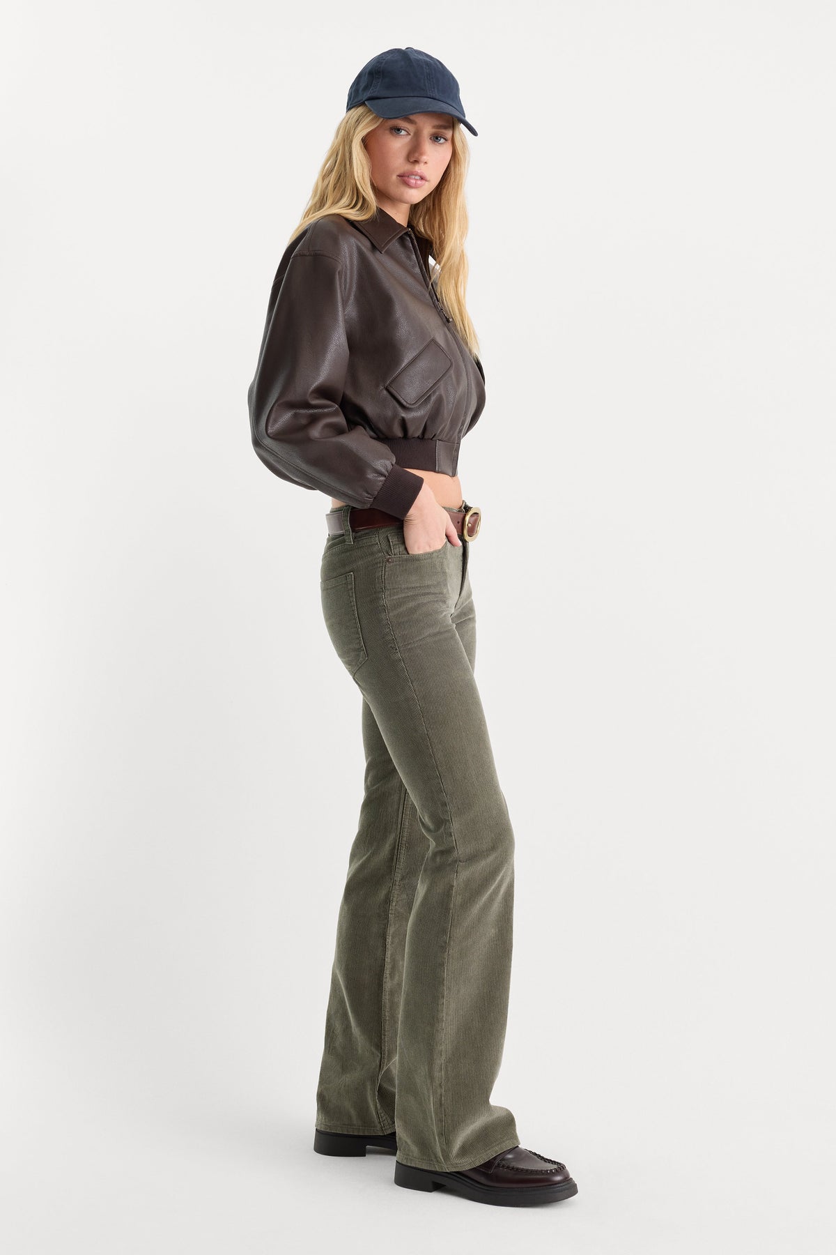 VINTAGE LOW RISE BOOTCUT CORDUROY PANT WASHED CYPRESS