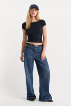 THE VARIEGATED RIB TOP NEW NAVY002