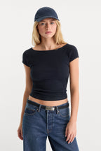 THE VARIEGATED RIB TOP NEW NAVY002