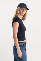 THE VARIEGATED RIB TOP NEW NAVY002