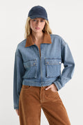 THE DENIM SWING CROPPED JACKET AMBER
