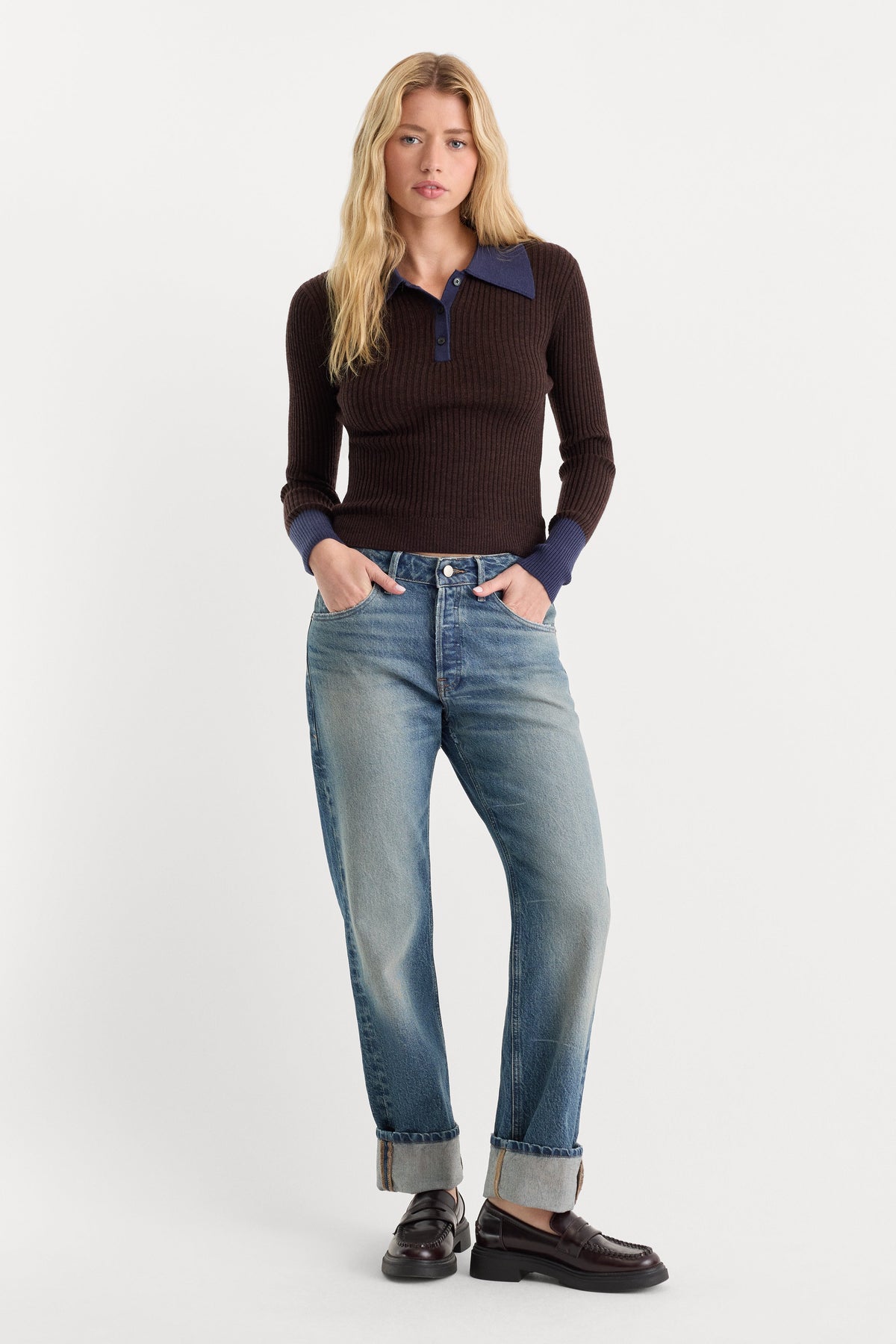 THE KNIT POLO SWEATER ESPRESSO