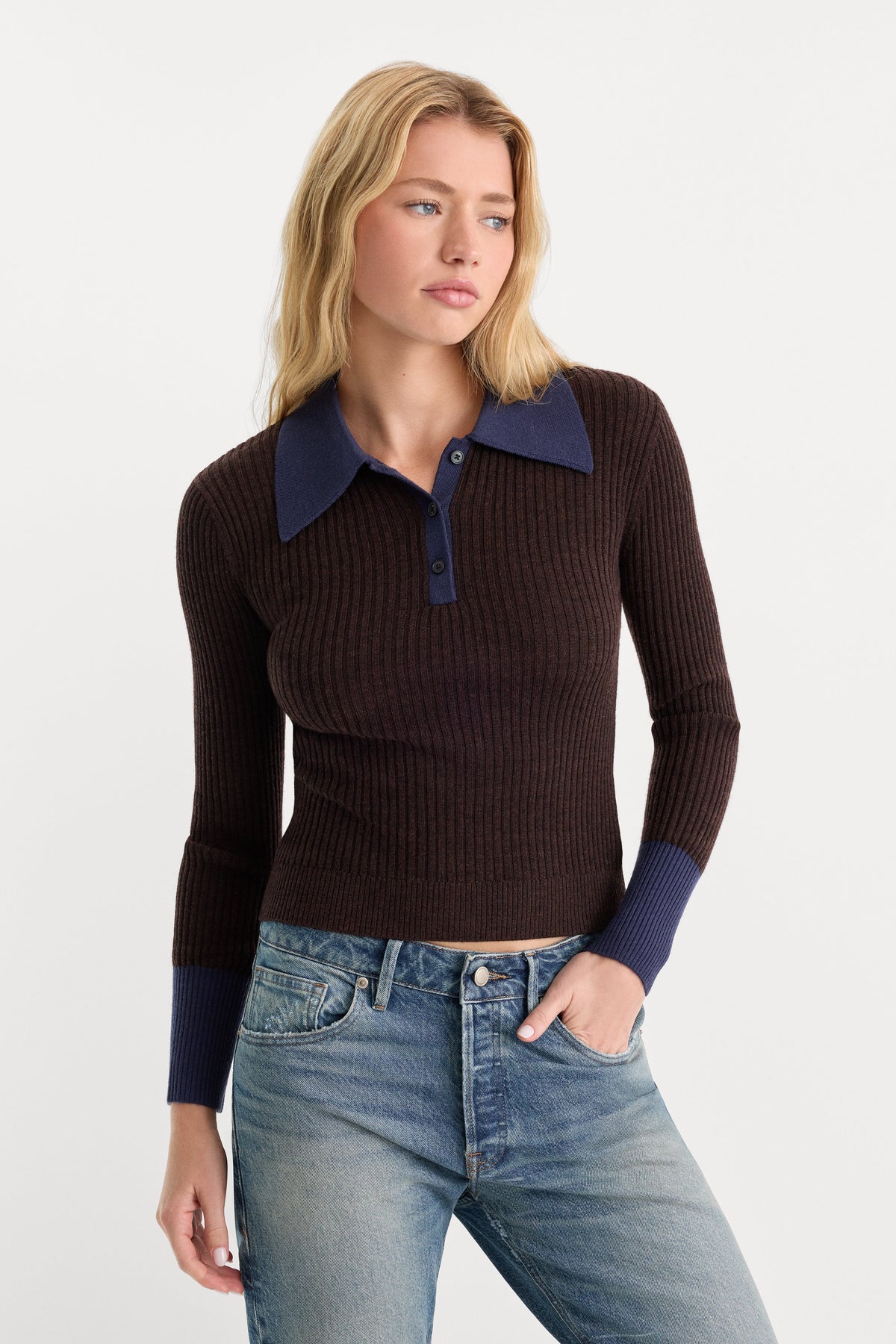 THE KNIT POLO SWEATER ESPRESSO