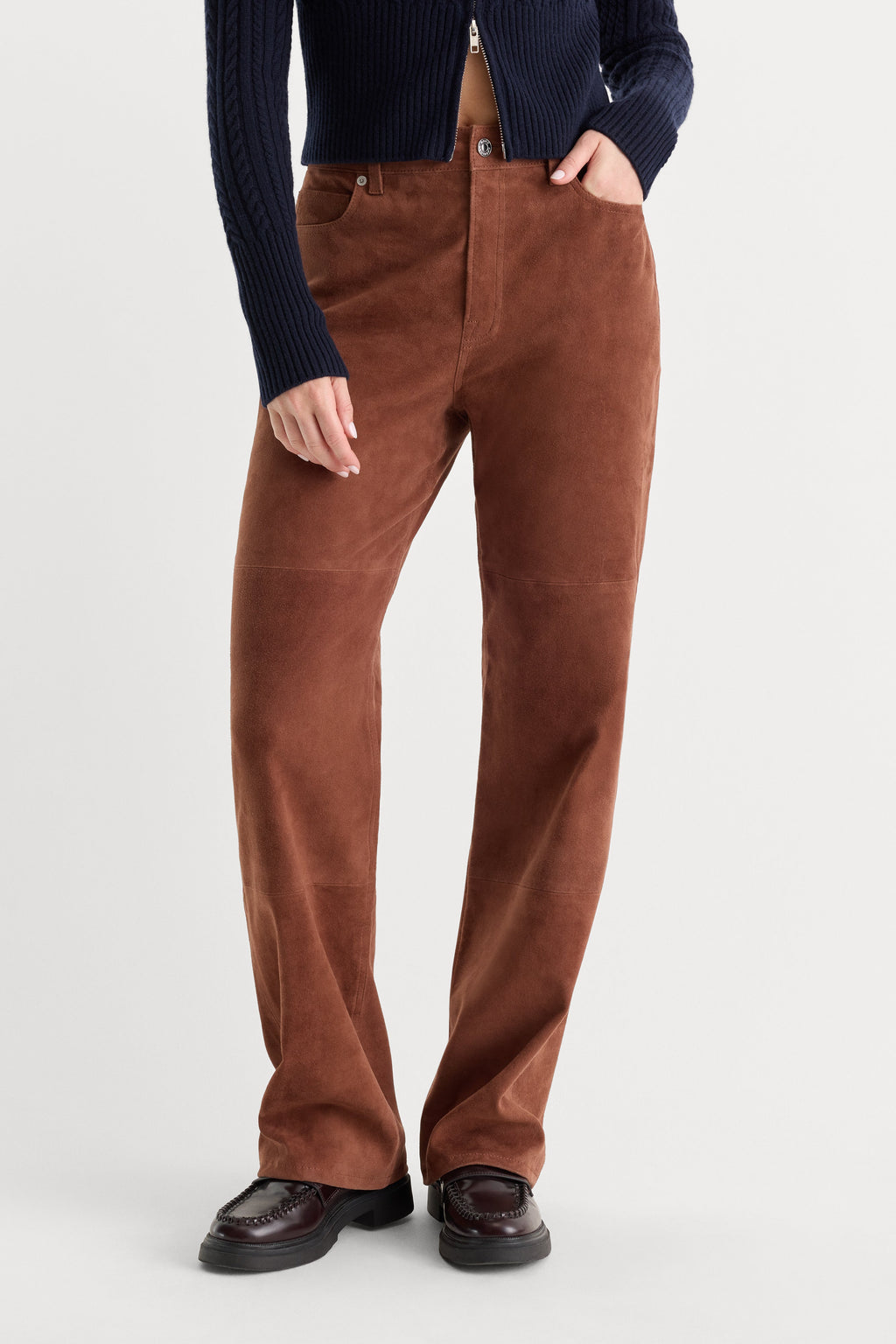 SUEDE GOOD TRUE STRAIGHT PANT CAFE CLAY