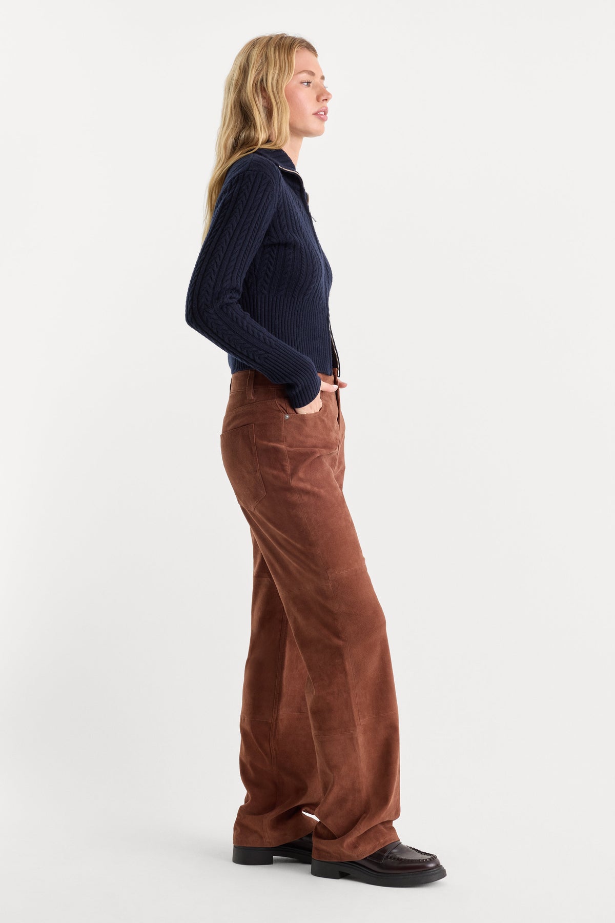 SUEDE GOOD TRUE STRAIGHT PANT CAFE CLAY