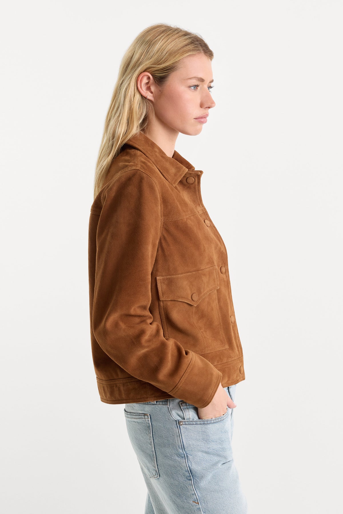 THE SUEDE BOXY JACKET CAFE CLAY