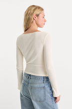 THE VARIEGATED RIB LONG SLEEVE TOP CHALK