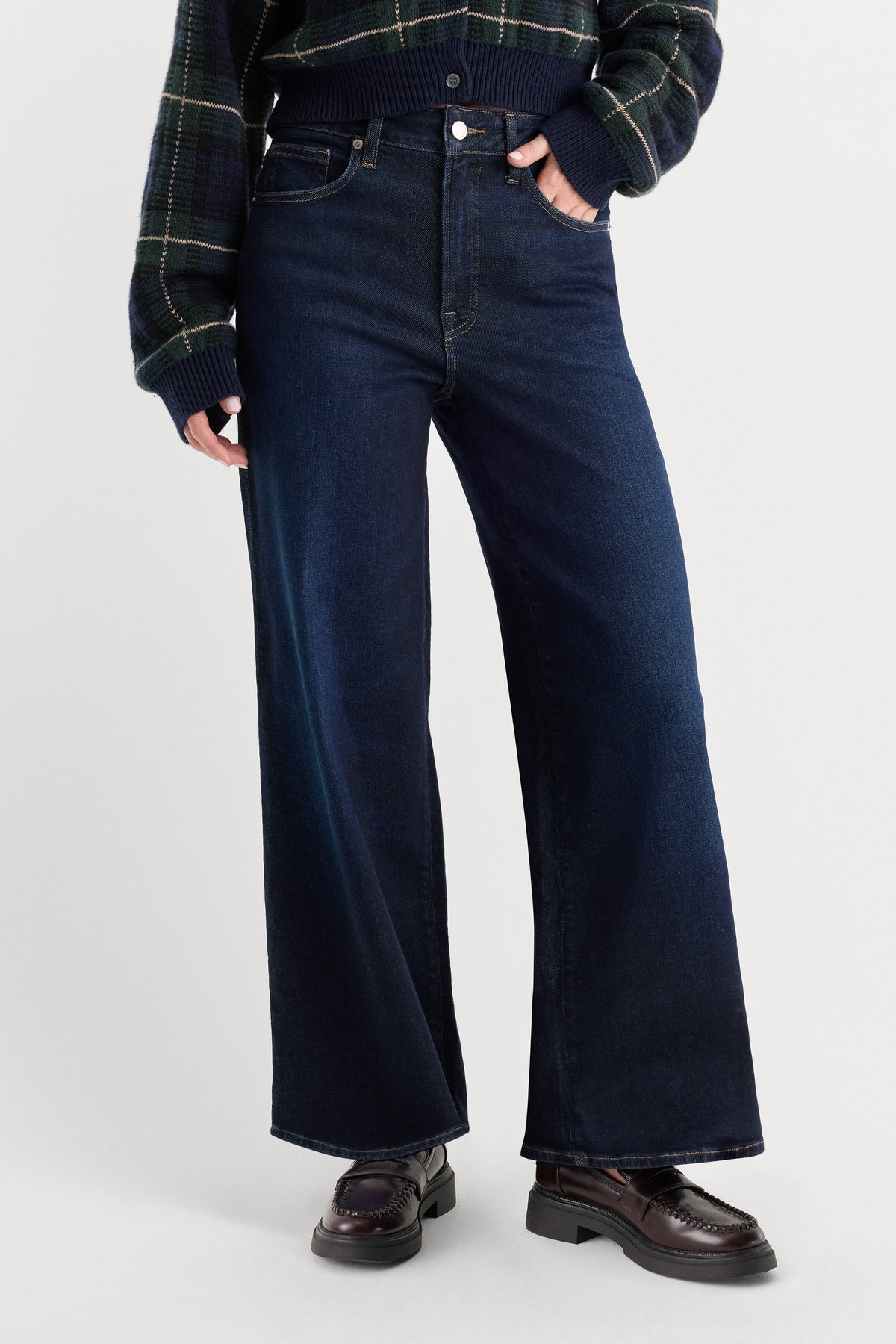 GOOD WAIST PALAZZO ANKLE JEANS RINSE