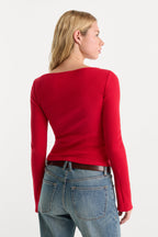 THE VARIEGATED RIB LONG SLEEVE TOP CRIMSON ROSE