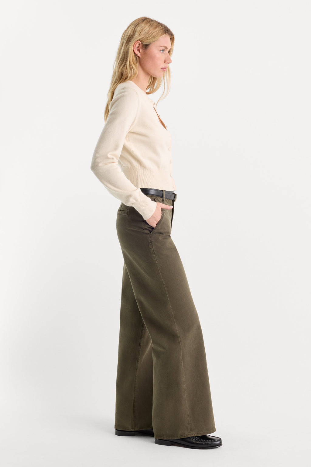 LOW SLUNG BAGGY TROUSER WASHED FATIGUE GREEN