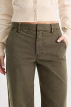 LOW SLUNG BAGGY TROUSER WASHED FATIGUE GREEN