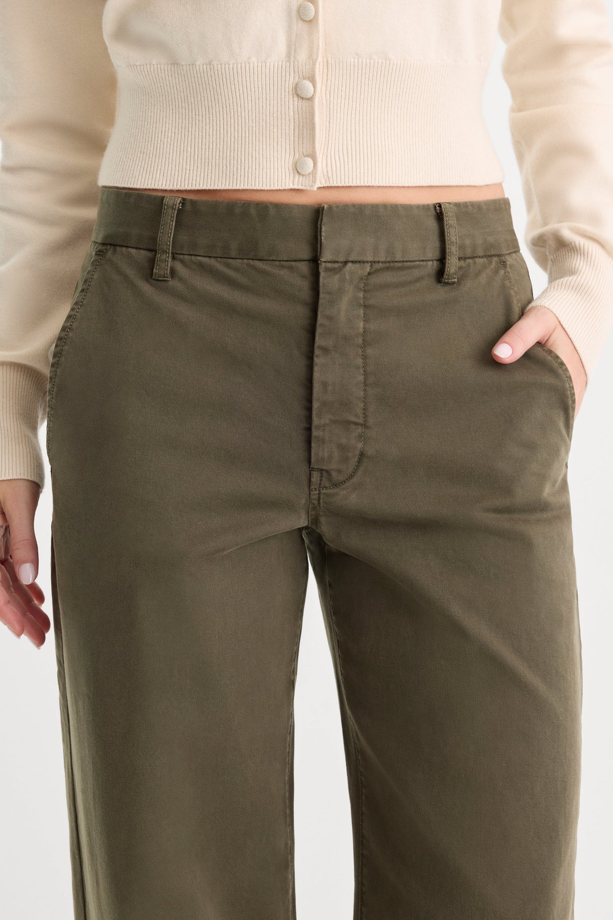 LOW SLUNG BAGGY TROUSER WASHED FATIGUE GREEN