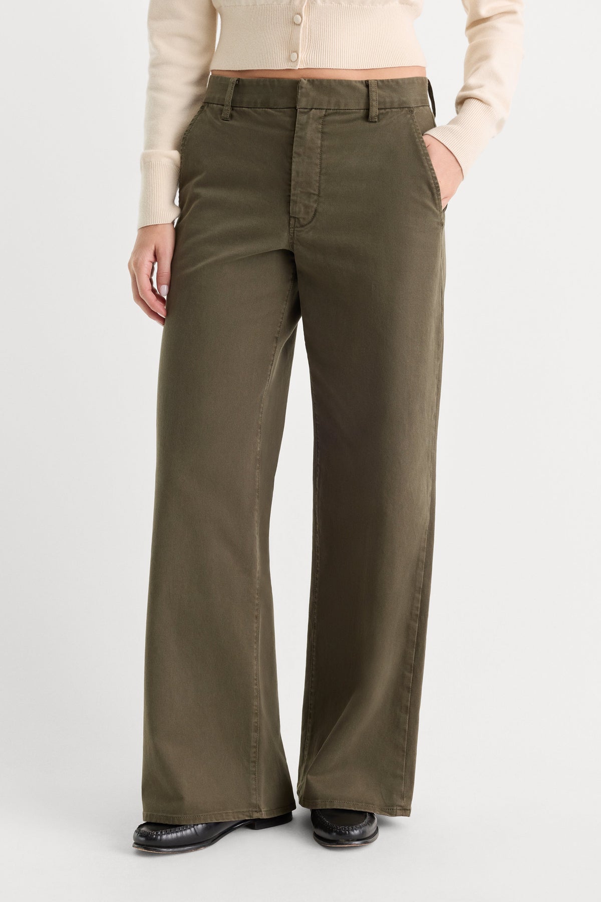 LOW SLUNG BAGGY TROUSER WASHED FATIGUE GREEN