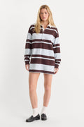 THE KNIT RUGBY MINI DRESS SKY MOCHA CLUB STRIPE