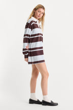 THE KNIT RUGBY MINI DRESS SKY MOCHA CLUB STRIPE