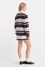 THE KNIT RUGBY MINI DRESS SKY MOCHA CLUB STRIPE